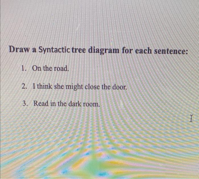 Draw a Syntactic tree diagram for each sentence: 1. | Chegg.com