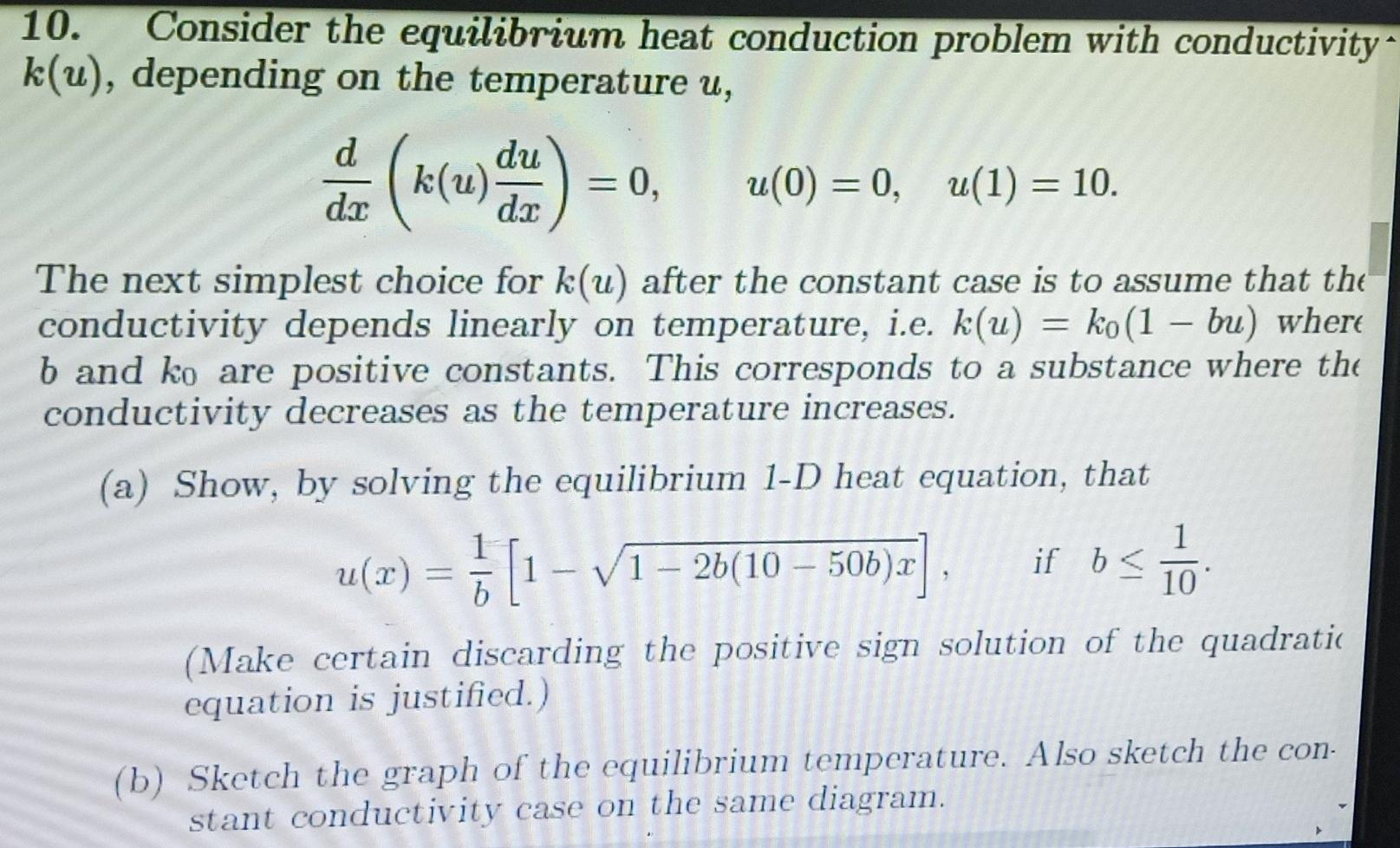 Solved 10. Consider the equilibrium heat conduction problem | Chegg.com