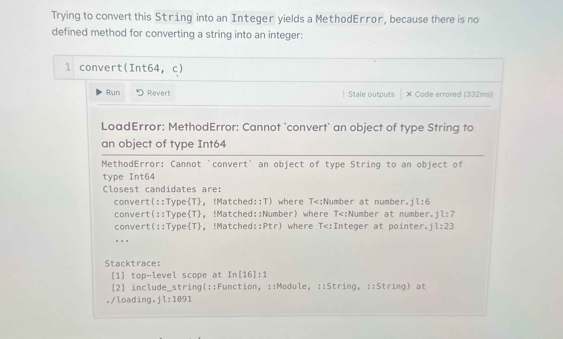 Solved Trying to convert this String into an Integer yields | Chegg.com