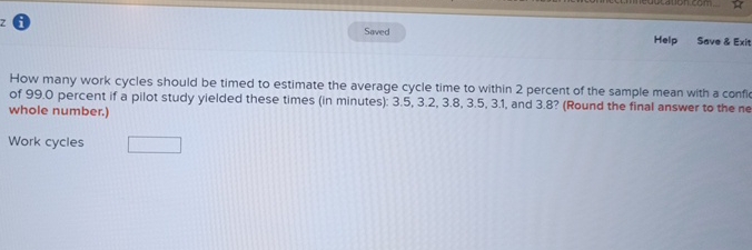 Solved SavedHelpSave & ExitHow many work cycles should be | Chegg.com