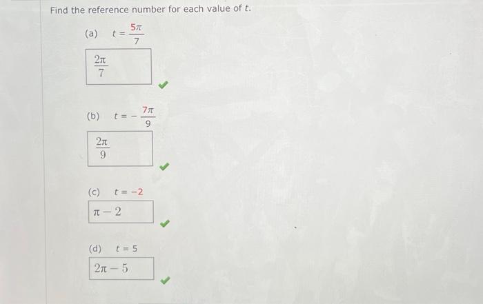 Solved Find the reference number for each value of t. (a) | Chegg.com