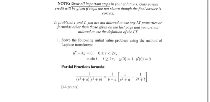 Solved NOTE: Show all important steps in your solutions. | Chegg.com