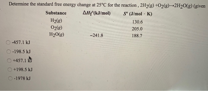 Solved 188.7 Determine the standard free energy change at | Chegg.com