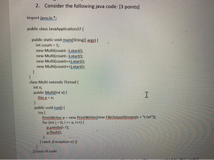 Solved 2. Consider the following java code: (3 points] | Chegg.com