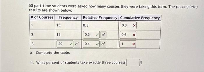 Solved 50 Part-time Students Were Asked How Many Courses | Chegg.com