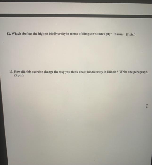 Solved 11. Calculate Simpson's Index (D) for insect | Chegg.com