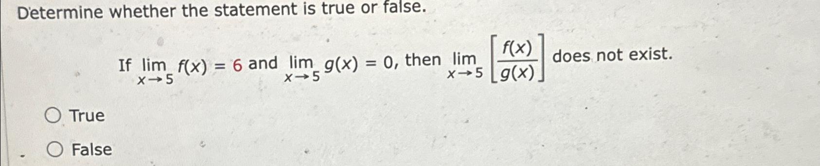 Solved Determine whether the statement is true or false.If | Chegg.com