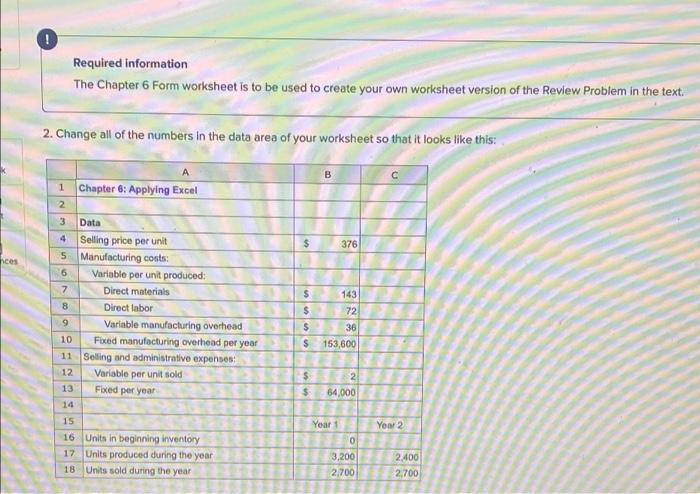 Solved Required Information The Chapter 6 Form Worksheet Is | Chegg.com