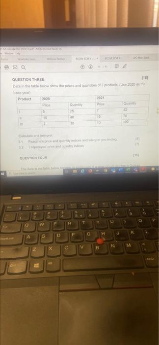 Solved WITH B 1157 QUESTION THREE Dat in the table below | Chegg.com