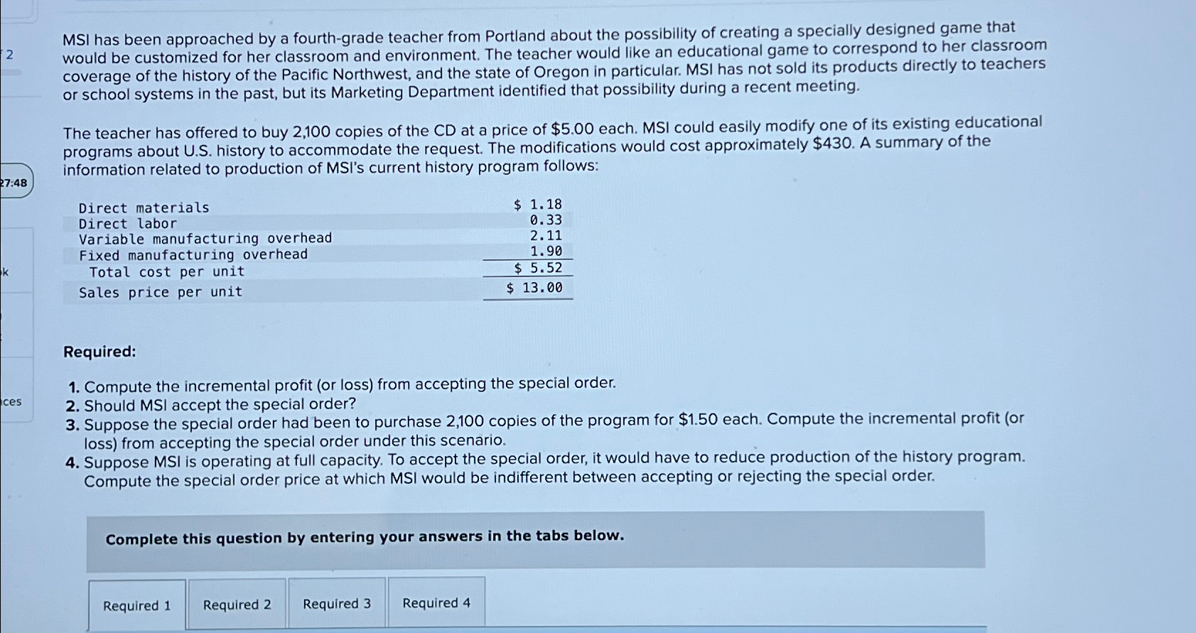 Solved MSI has been approached by a fourth-grade teacher | Chegg.com