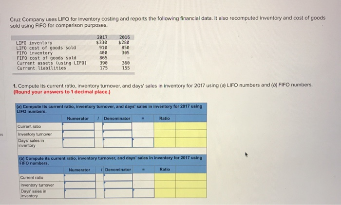 Solved Cruz Company Uses LIFO For Inventory Costing And | Chegg.com