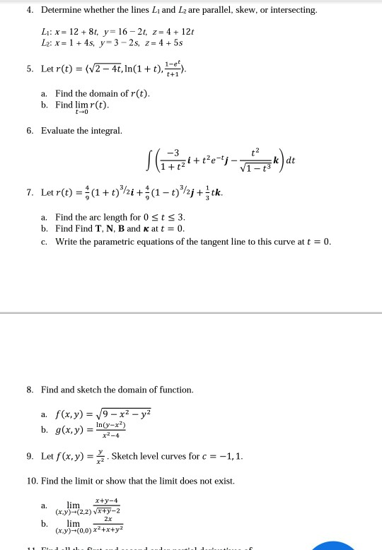 Solved 4 Determine Whether The Lines L And L2 Are Paral Chegg Com