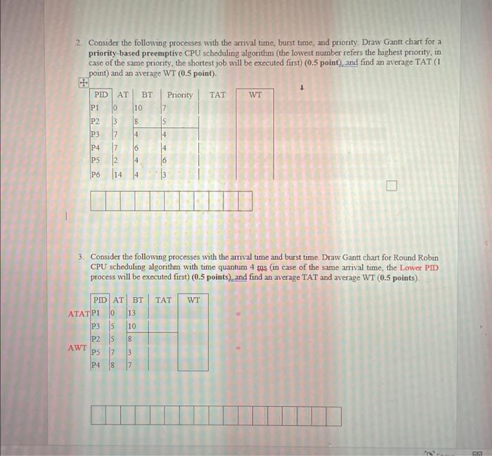 Solved 2. Consider the following processes with the arrival | Chegg.com