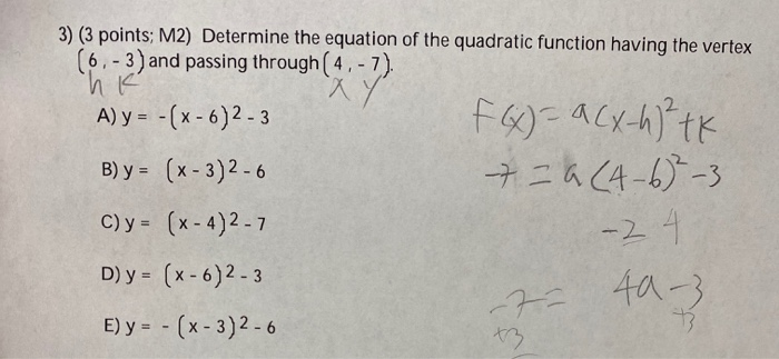 X Y 3 3 Points M2 Determine The Equation Of The Chegg Com