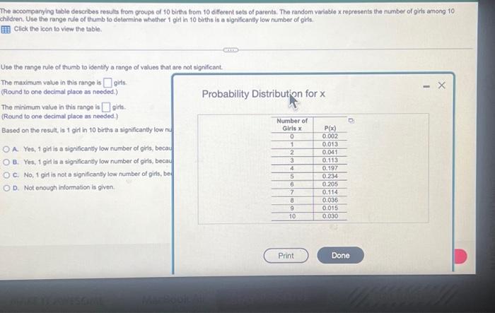 Solved The accompanying table describes results from groups | Chegg.com
