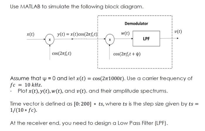 Use MATLAB to simulate the following block diagram. | Chegg.com