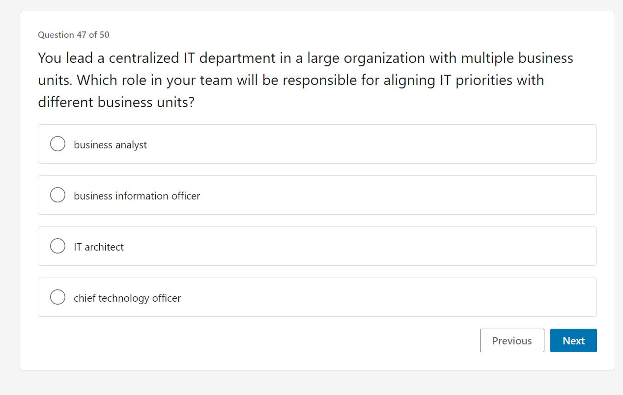 Solved Question 47 ﻿of 50You lead a centralized IT | Chegg.com