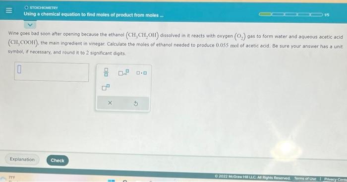 Solved using a chemical equation to find moles of product | Chegg.com