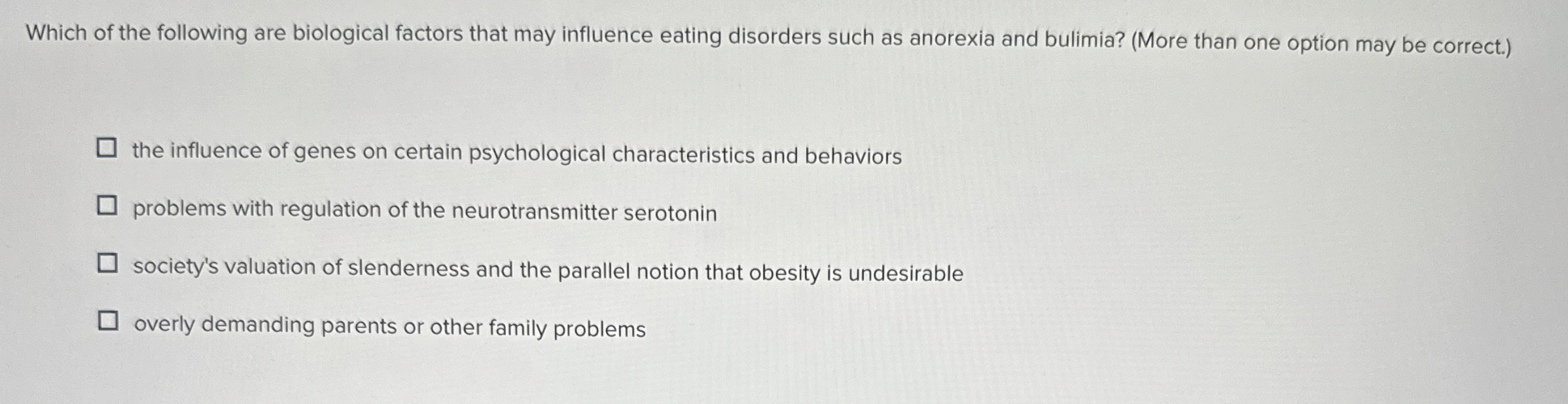 Solved Which of the following are biological factors that | Chegg.com