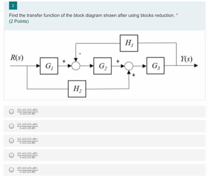 Solved 2 Find The Transfer Function Of The Block Diagram | Chegg.com