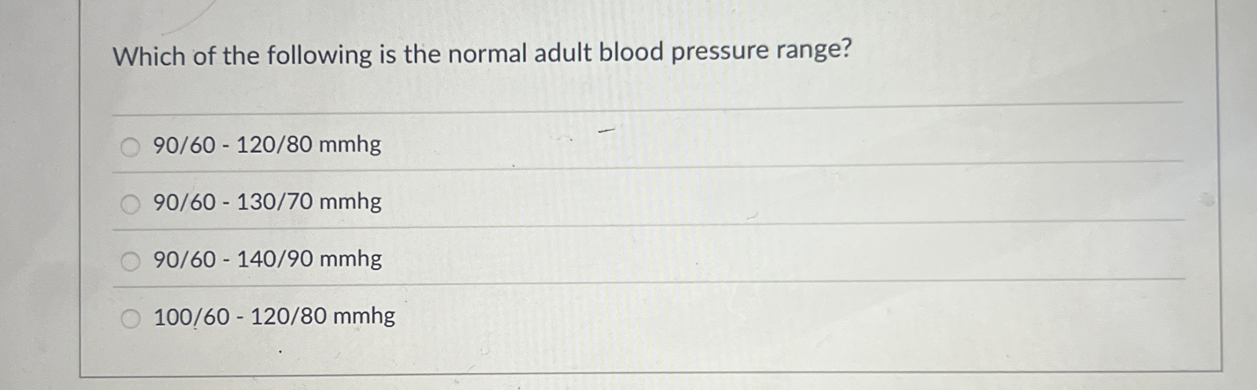 Solved Which of the following is the normal adult blood | Chegg.com