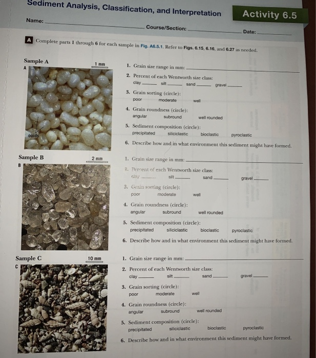 Solved Sediment Analysis, Classification, And Interpretation | Chegg.com