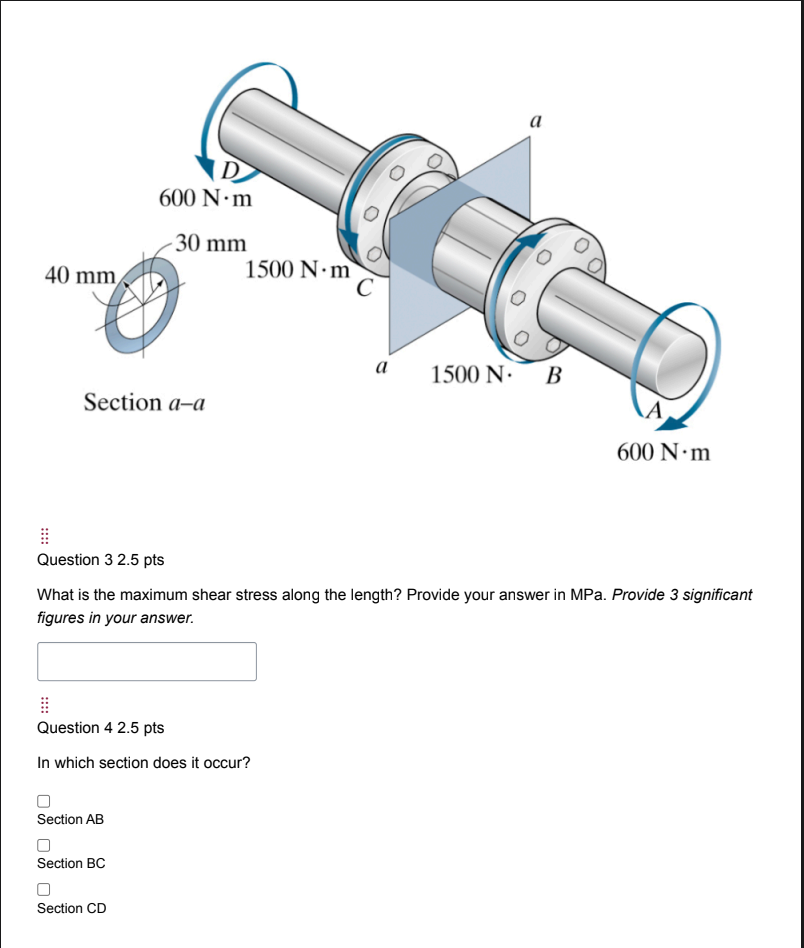 Solved Question 32.5 ﻿pts What is the maximum shear stress | Chegg.com