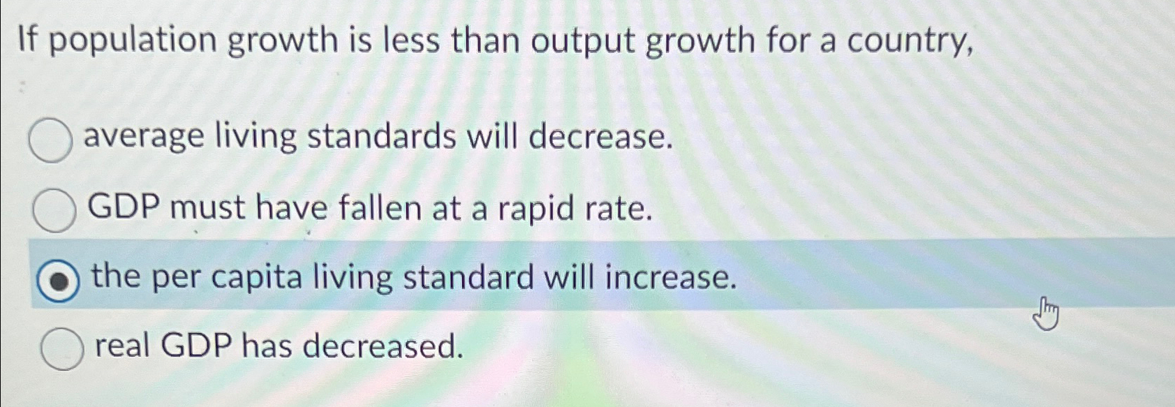 Solved If population growth is less than output growth for a | Chegg.com
