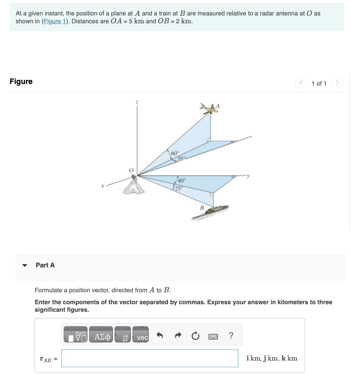 Solved At a given instant, the position of a plane at A and | Chegg.com