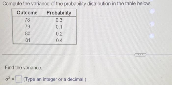 Solved Compute the variance of the probability distribution | Chegg.com