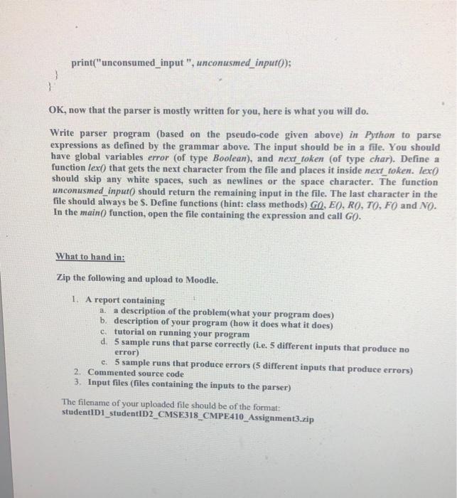 Solved Assignment #3 Parser Application To be done in groups | Chegg.com