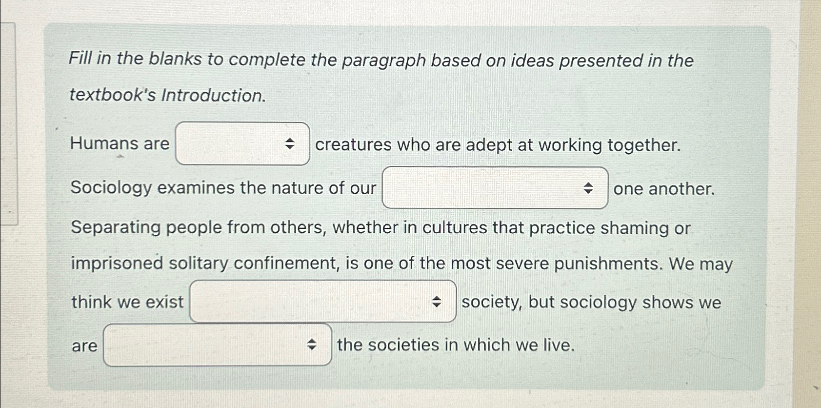 Solved Fill in the blanks to complete the paragraph based on | Chegg.com
