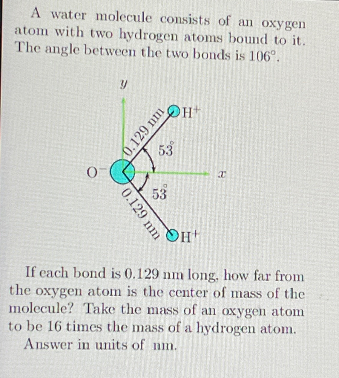 Solved A water molecule consists of an oxygen atom with two | Chegg.com