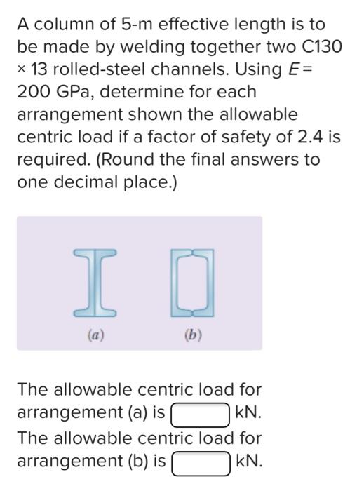 Solved A column of 5-m effective length is to be made by | Chegg.com