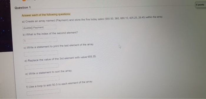 Solved 6 points Question 1 Answer each of the following | Chegg.com