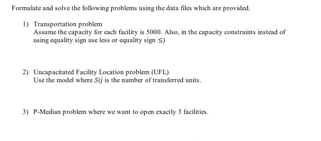 Solved Formulate and solve the following problems using the | Chegg.com