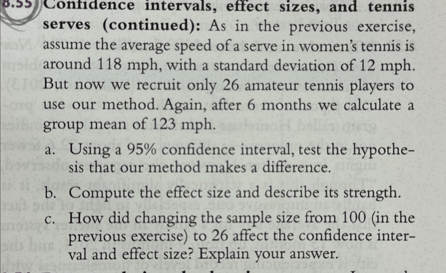 Solved Confidence intervals, effect sizes, and tennis serves | Chegg.com