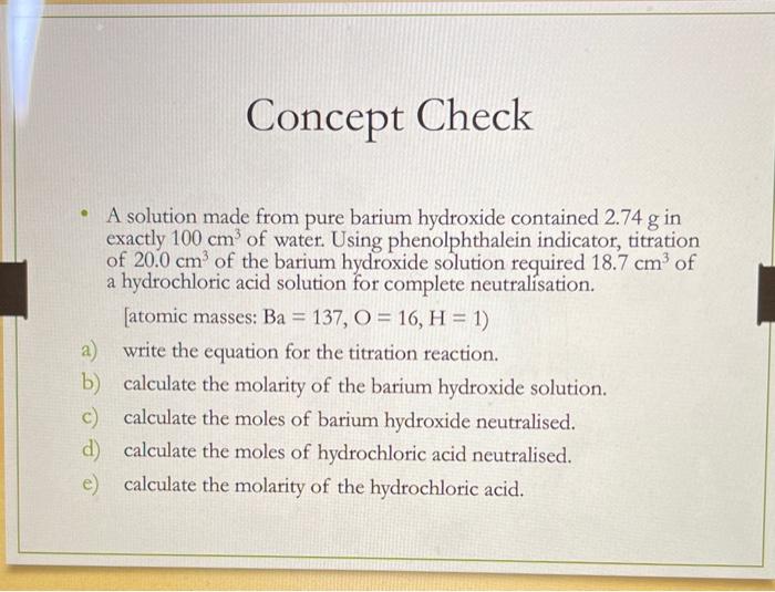 Solved - A solution made from pure barium hydroxide | Chegg.com
