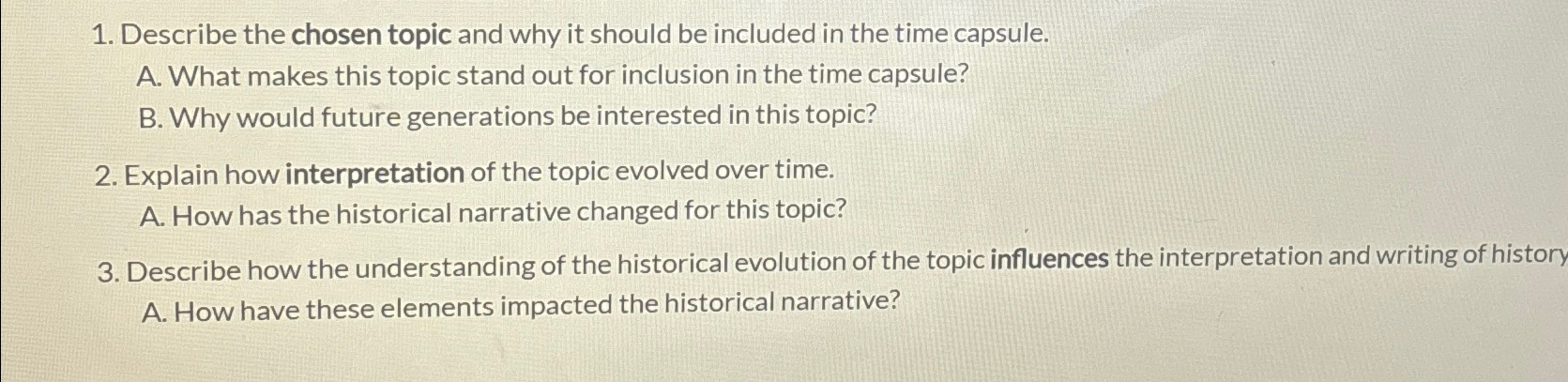 Solved Describe the chosen topic and why it should be | Chegg.com