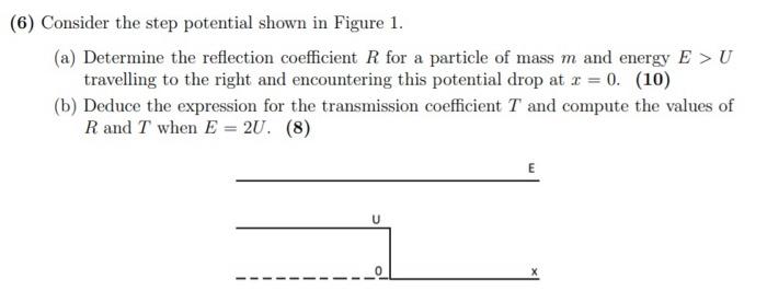 Solved (6) Consider the step potential shown in Figure 1. | Chegg.com