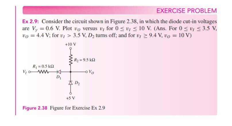Solved Ex 2.9: Consider the circuit shown in Figure 2.38, in | Chegg.com