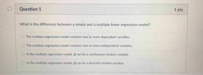 Solved Question 1 1 pts What is the difference between a | Chegg.com