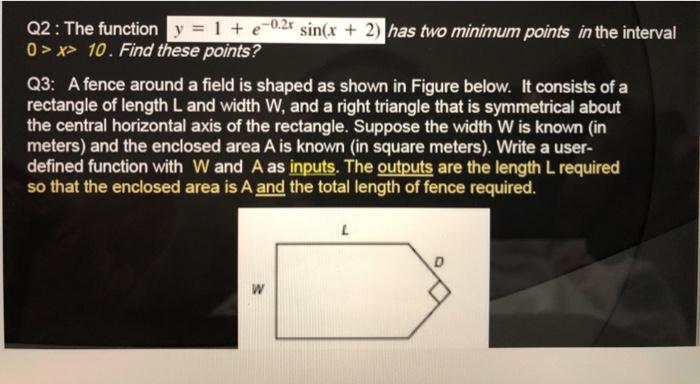 Solved Q2: The function y = 1 + e-0.24 sin(x + 2) has two | Chegg.com