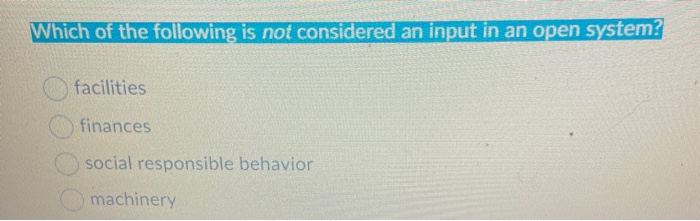 Solved Which of the following is not considered an input in | Chegg.com