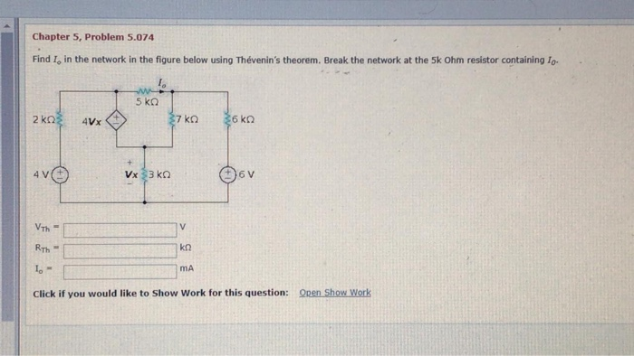 Solved Chapter 5, Problem 5.083 Find the Thévenin equivalent | Chegg.com