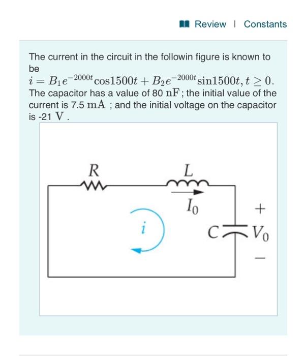 Solved A Review | Constants be The current in the circuit in | Chegg.com