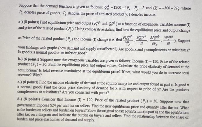 Solved ap, Suppose that the demand function is given as | Chegg.com