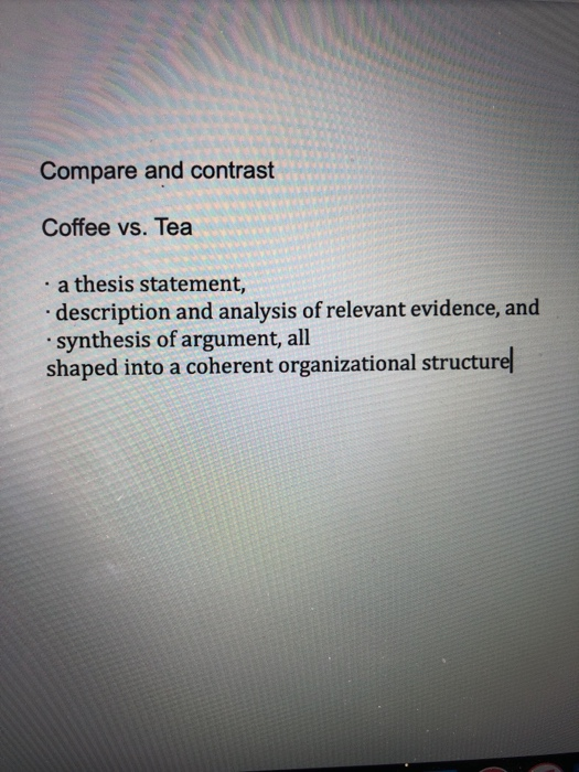 Compare And Contrast Coffee Vs Tea A Thesis Sta Chegg Com