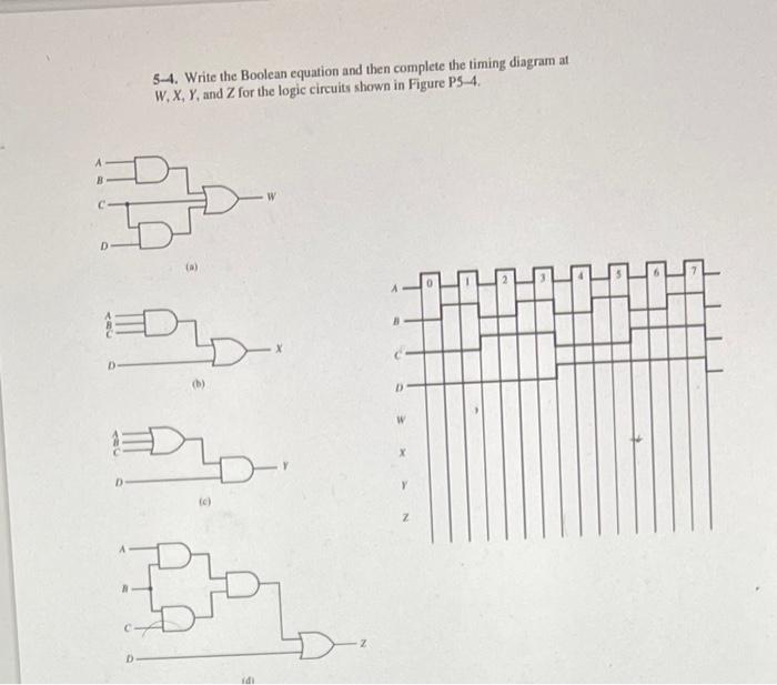 Solved 5-4. Write the Boolean equation and then complete the | Chegg.com