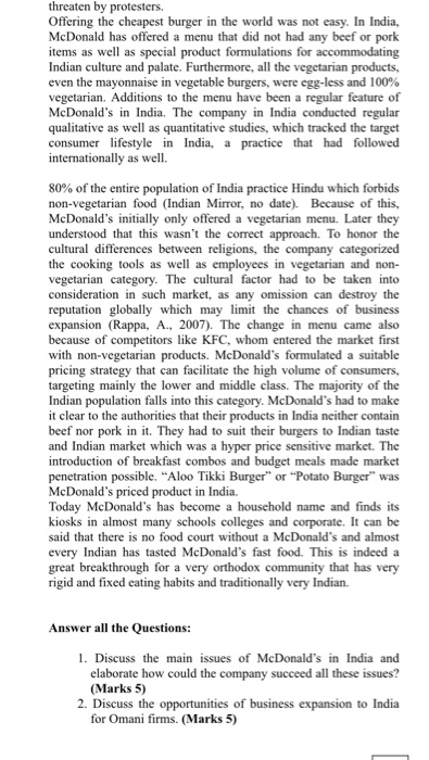 mcdonalds in india case study